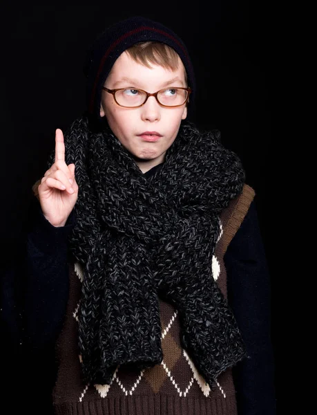 Kleine jongen nerd in bril — Stockfoto