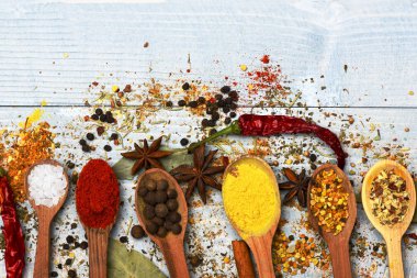 çeşitli aromatik baharat seti