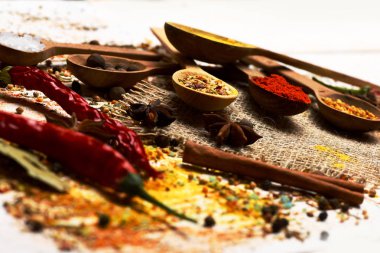 çeşitli aromatik baharat seti