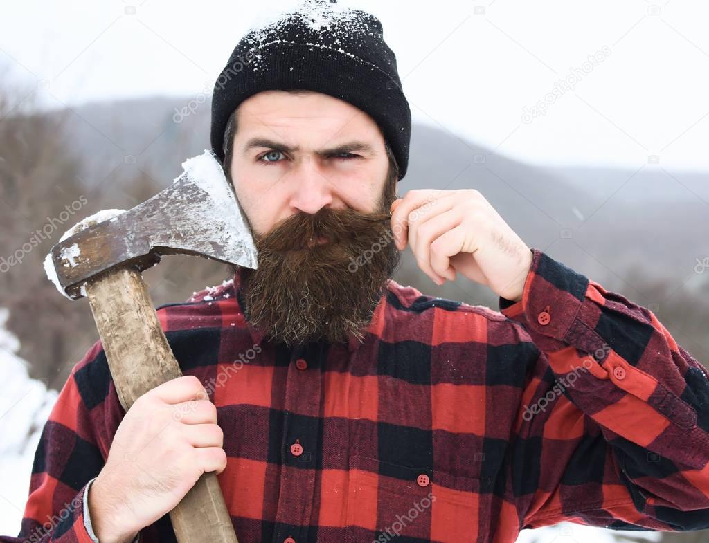 Frown man or brutal lumberjack