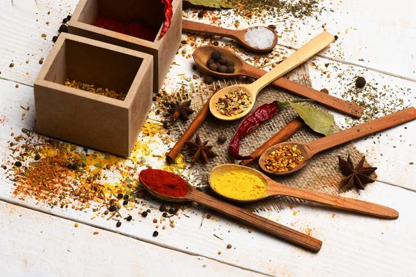 Set of various aromatic spices — Stock Photo, Image