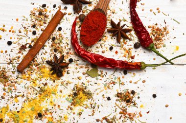 çeşitli aromatik baharat seti