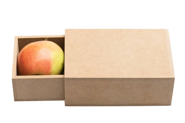 A doboz elszigetelt fehér narancssárga vagy sárga apple gyümölcs — Stock Fotó