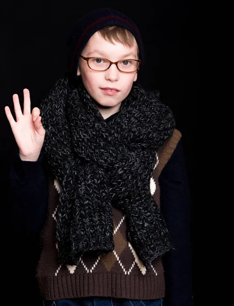 Kleiner Junge Nerd mit Brille — Stockfoto