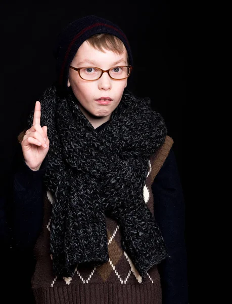 Kleine jongen nerd in bril — Stockfoto