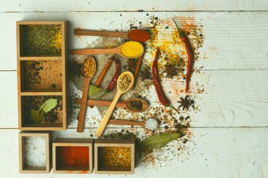 çeşitli aromatik baharat seti