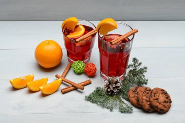 çay veya tarçın, portakal, süper Noel'de mulled şarap