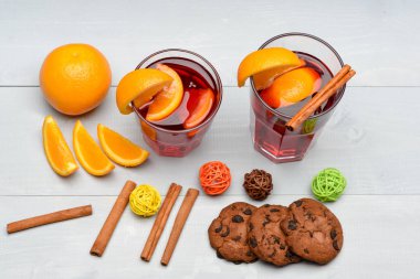 çay veya tarçın, portakal, süper Noel'de mulled şarap