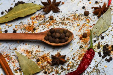 çeşitli aromatik baharat seti
