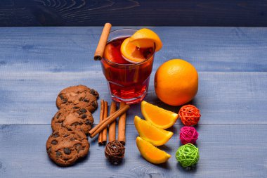 çay veya tarçın, portakal, süper Noel'de mulled şarap