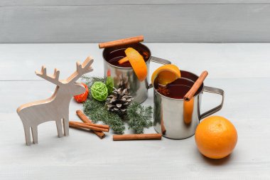 çay veya tarçın, portakal, süper Noel'de mulled şarap