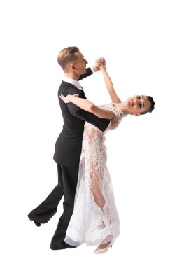 bir dans ballrom dans çift izole üzerinde beyaz bachgroun poz