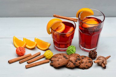çay veya tarçın, portakal, süper Noel'de mulled şarap