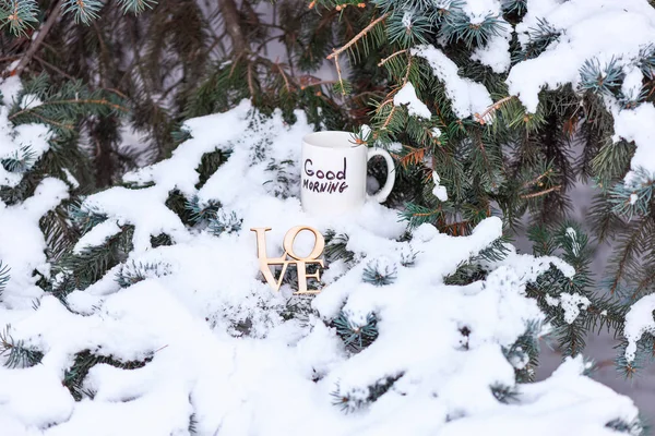 Taza blanca con texto — Foto de Stock