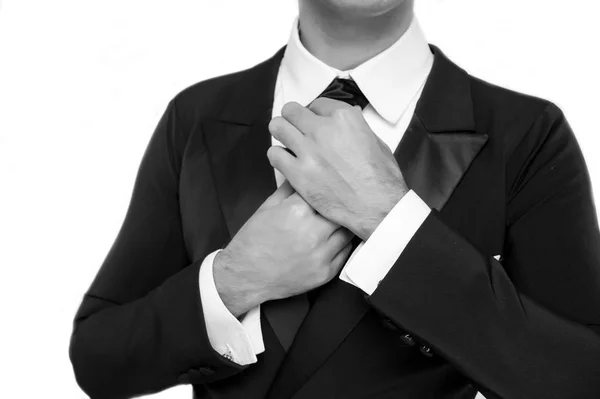 Homem de negócios bonito ou noivo no terno na moda — Fotografia de Stock