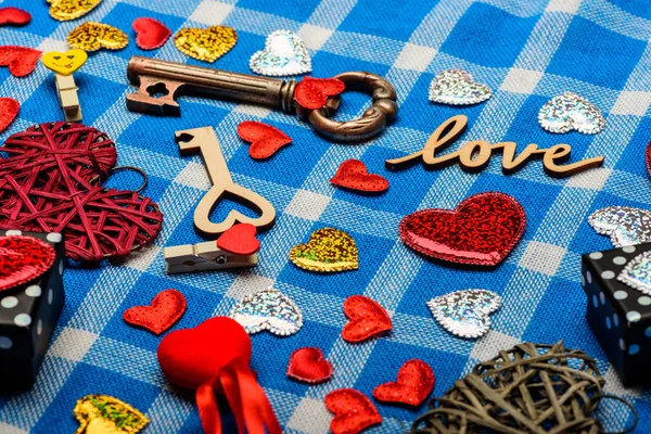 Valentines set with small decorations — Stock Photo, Image