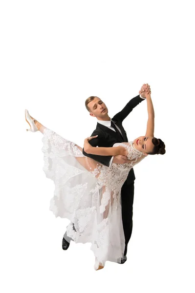 Ballrom danse couple dans une pose de danse isolé sur fond blanc — Photo