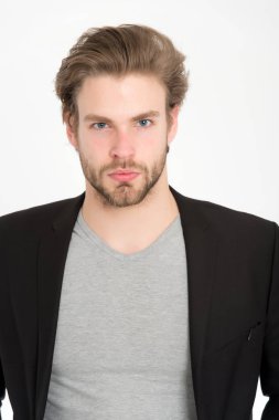 sakallı adam şık sakal, bıyık üzerinde beyaz izole ile