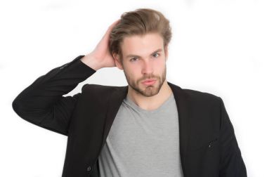 sakallı adam şık sakal, bıyık üzerinde beyaz izole ile