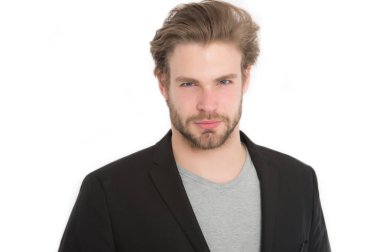 sakallı adam şık sakal, bıyık üzerinde beyaz izole ile