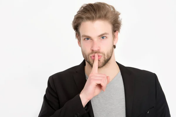 Homme barbu avec barbe élégante, moustache isolée sur blanc — Photo