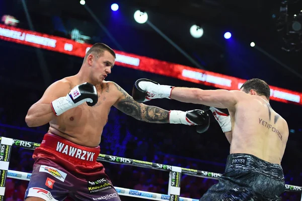 An unidentified boxers in the ring during fight for ranking points — Stock Photo, Image