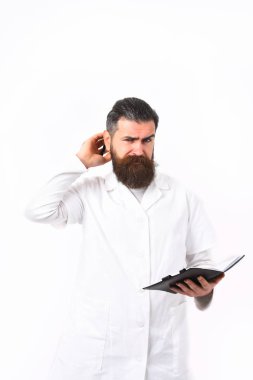 Kaba sakallı Kafkas doktor ya da lisansüstü öğrencisi