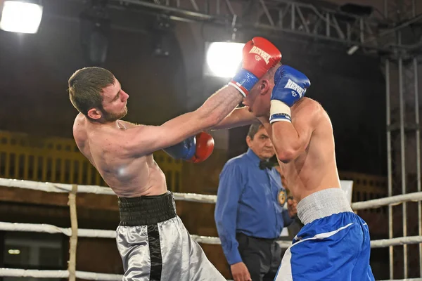 Boxeadores no identificados en el ring durante la lucha por los puntos de ranking —  Fotos de Stock