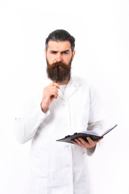 Kaba sakallı Kafkas doktor ya da lisansüstü öğrencisi