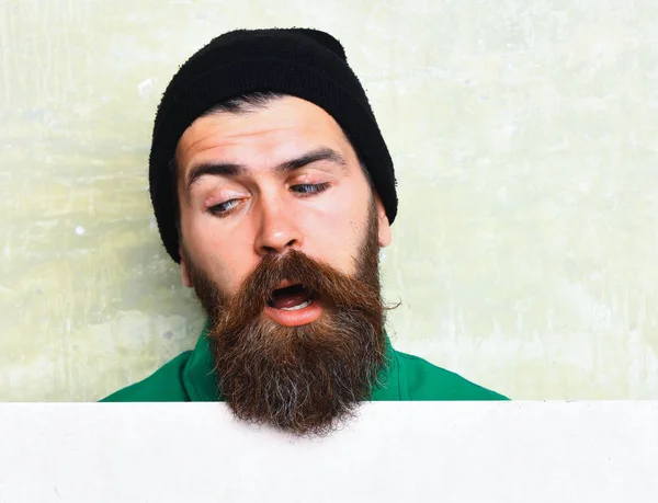 Bearded man posing on studio wall background — Stock Photo, Image