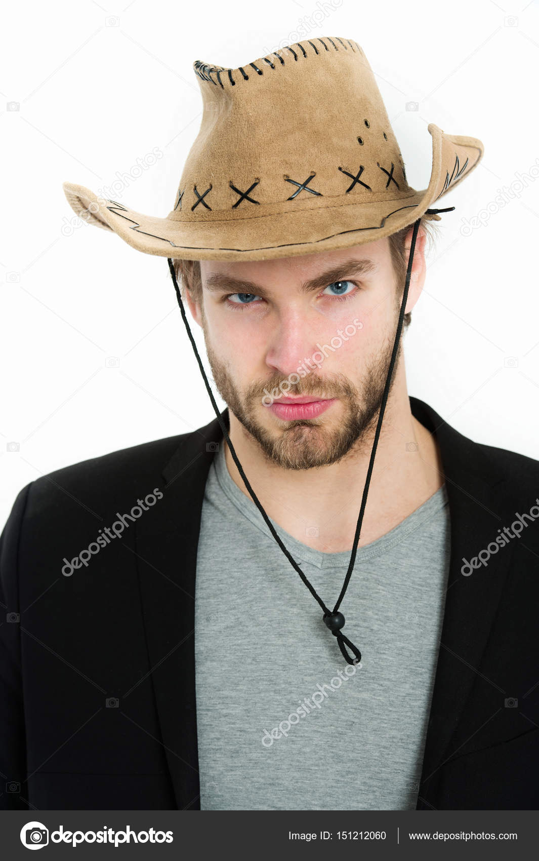 Homme Tenir Chapeau De Cowboy Homme Sexy En Chemise à Carreaux Homme  Occidental Portant Chapeau