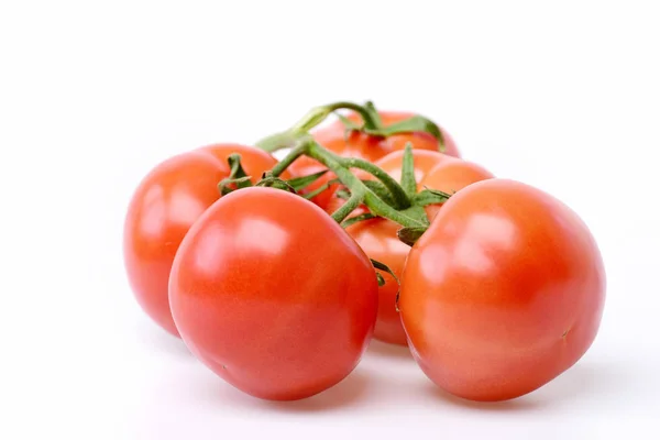 Organic red tomatoes on vine — Stock Photo, Image