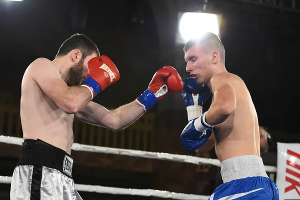 Boxeadores en el ring durante la lucha por los puntos de clasificación —  Fotos de Stock