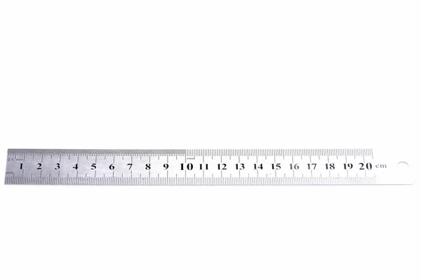 Metal ruler isolated on white background — Stock Photo, Image