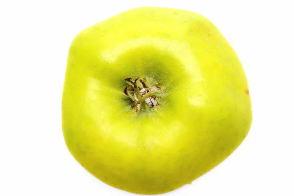 Parte superior de manzana jugosa verde aislada sobre fondo blanco — Foto de Stock