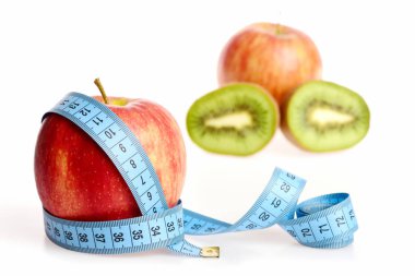 Apple ile teyp ölçme mavi kuşaklı taze kırmızı renk