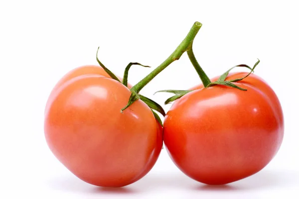 Cortando tomates caminho isolado em branco. Conceito de dieta — Fotografia de Stock