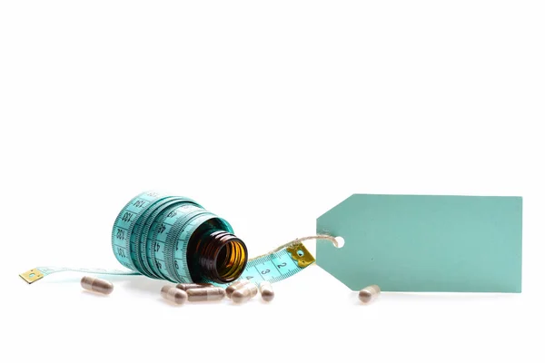Ár cédula-kék színben és átlátszó üveg kapszula — Stock Fotó