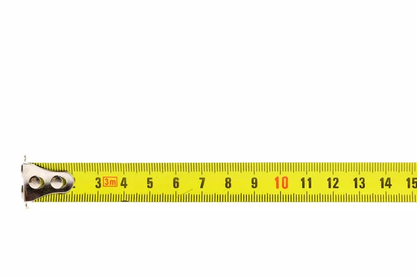Tape measure in yellow color with metallic tip — Stock Photo, Image