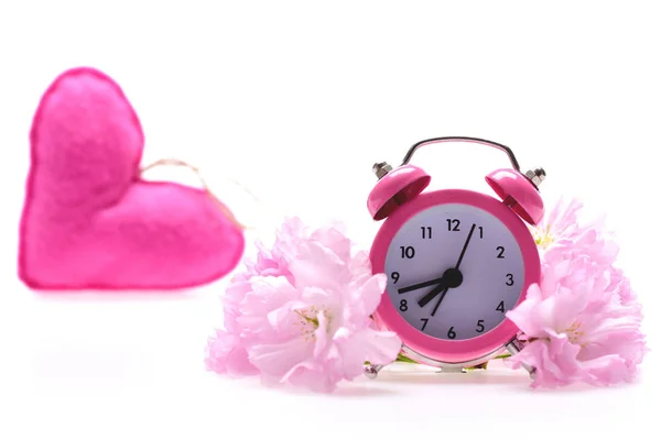 Rózsaszín retro óra — Stock Fotó