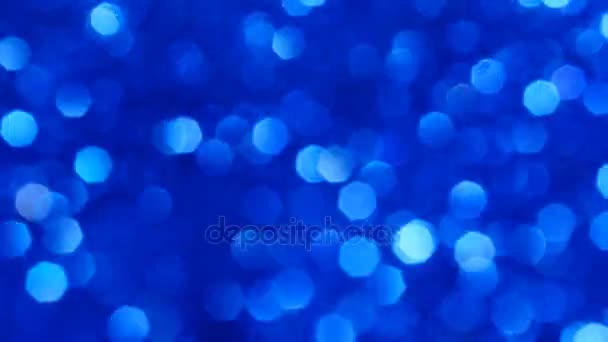 Brillante abstracto bokeh fondo de color azul con círculos de purpurina, 4k — Vídeo de stock