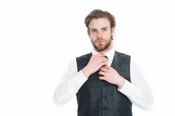 Gentleman of man of ernstige gentleman in Vest en stropdas — Stockfoto