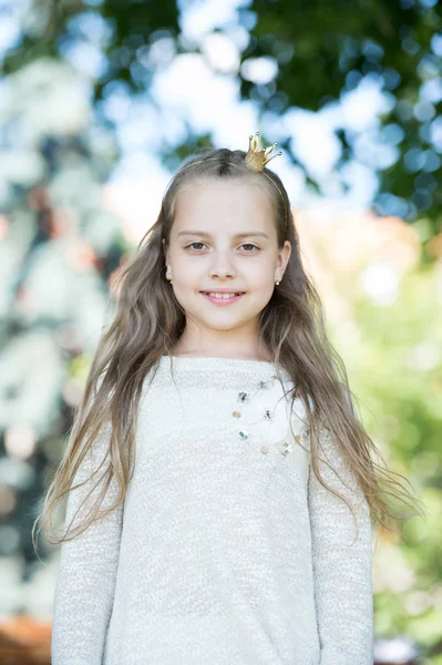 Porträtt av en vacker liten lycklig prinsessa flicka — Stockfoto