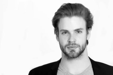 sakallı adam şık sakal, bıyık üzerinde beyaz izole ile