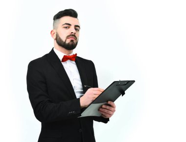 Sakal veya emin Ceo ile işadamı kalem ve Organizatör tutar