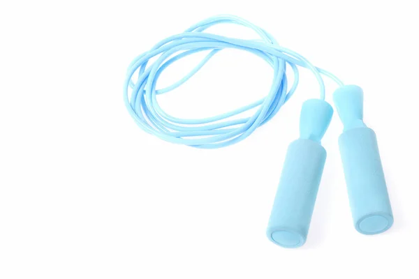 Pulando corda na cor azul ciano isolado no fundo branco — Fotografia de Stock