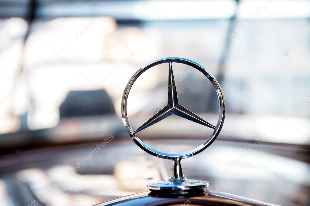 Berlin, Germany - may 31, 2017: Mercedes Benz Sign or logo Close Up. Founded in 1926 is a German luxury automobile manufacturer, a multinational division of the German manufacturer Daimler AG