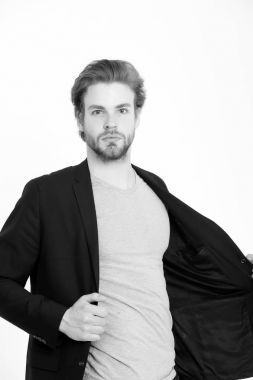 sakallı adam şık sakal, bıyık üzerinde beyaz izole ile