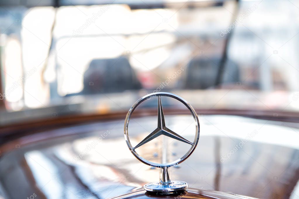 Berlin, Germany - may 31, 2017: Mercedes Benz Sign or logo Close Up. Founded in 1926 is a German luxury automobile manufacturer, a multinational division of the German manufacturer Daimler AG