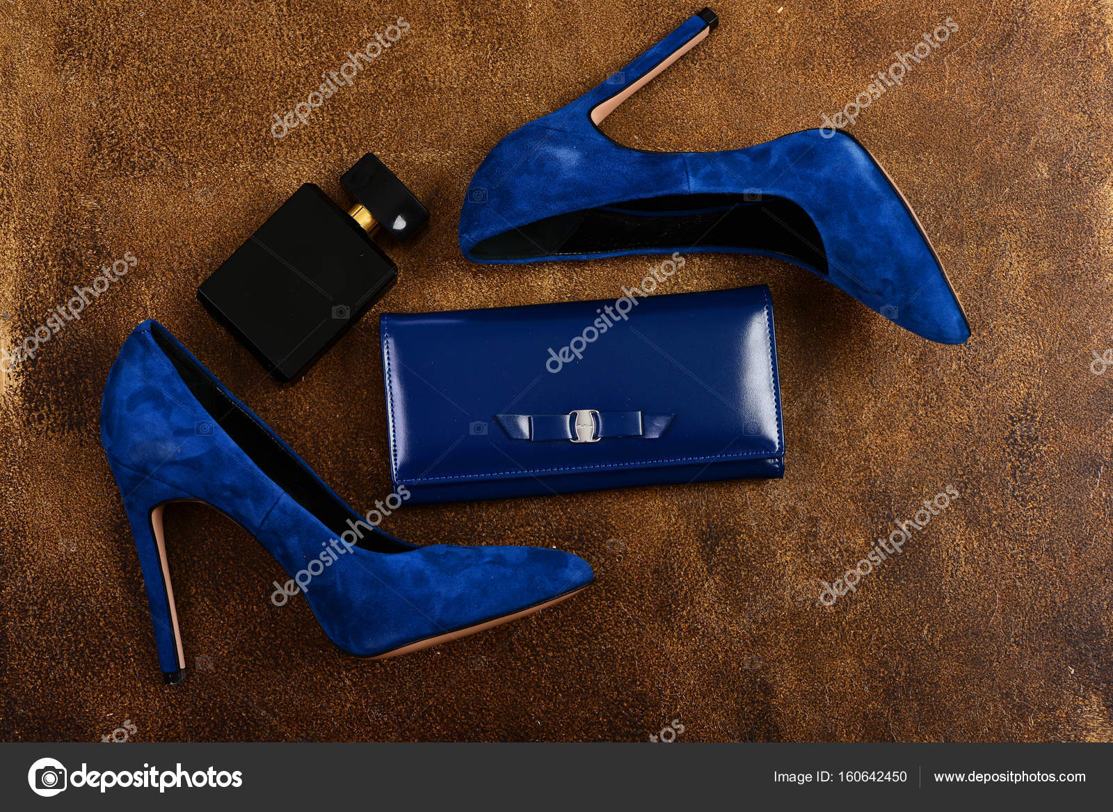 blue high heel perfume